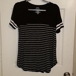 Maurices Black and White Striped 24/7 Short Sleeve Tee